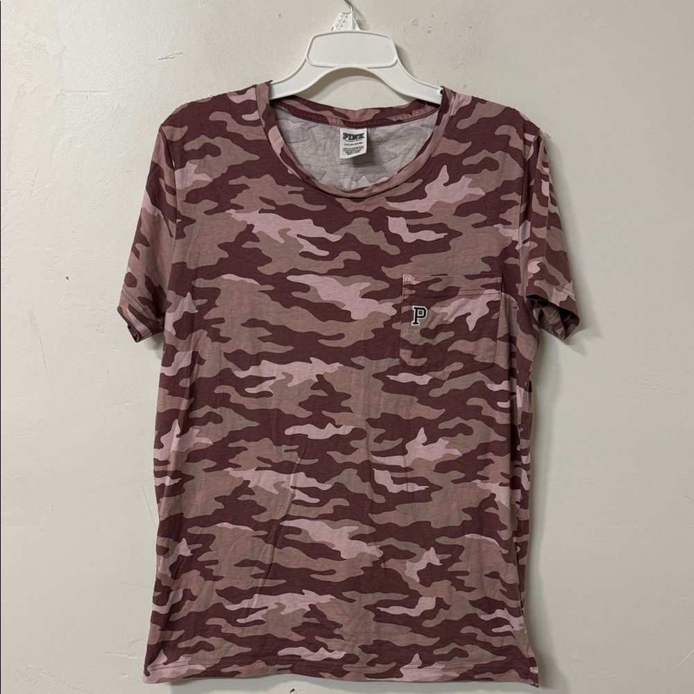 Pink and Brown Camouflage T-Shirt - PINK